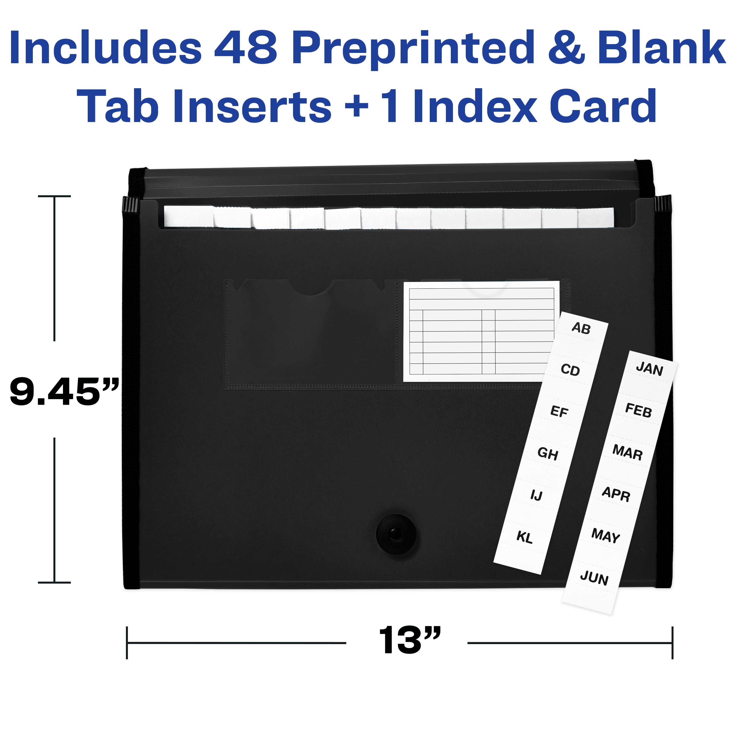 Expanding File Folder, 13-Pocket, Black 73553 | Avery